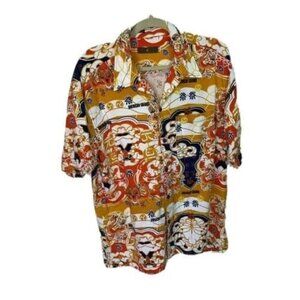 American Colors Shirt XL Mens Vintage Short Sleeve Button Down Asian Pattern
